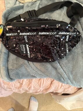 Justice Sport Black Sequin Fanny Pack